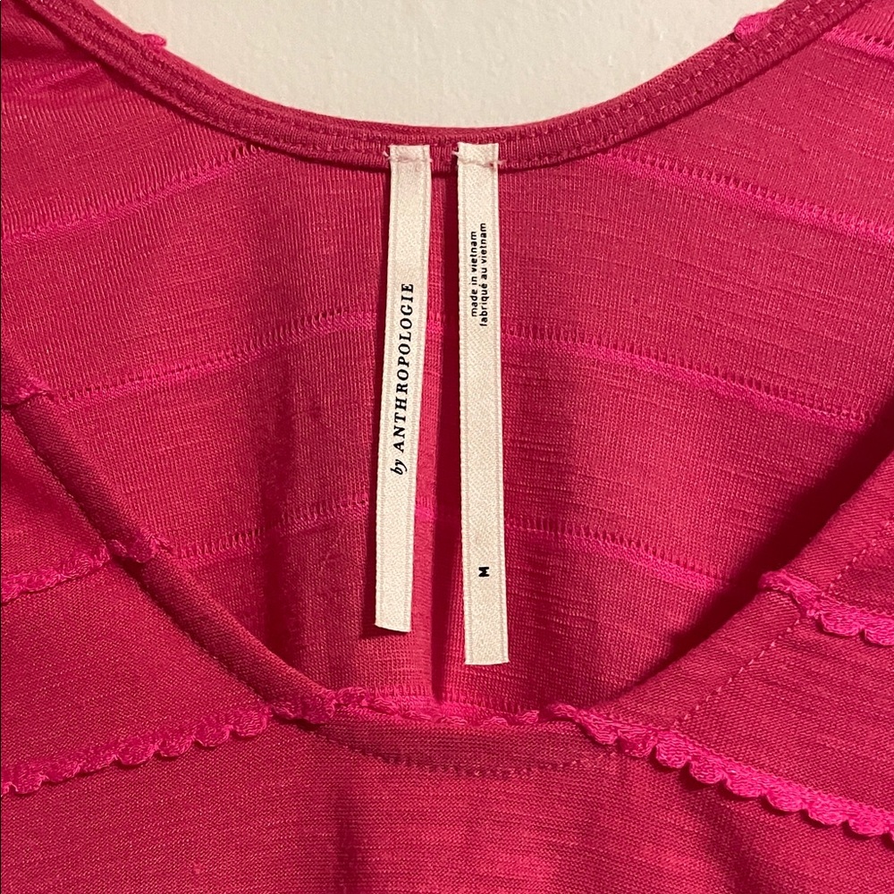 Anthropologie Raspberry V-Neck Ruffle Sleeve Tank - Picture 4 of 9